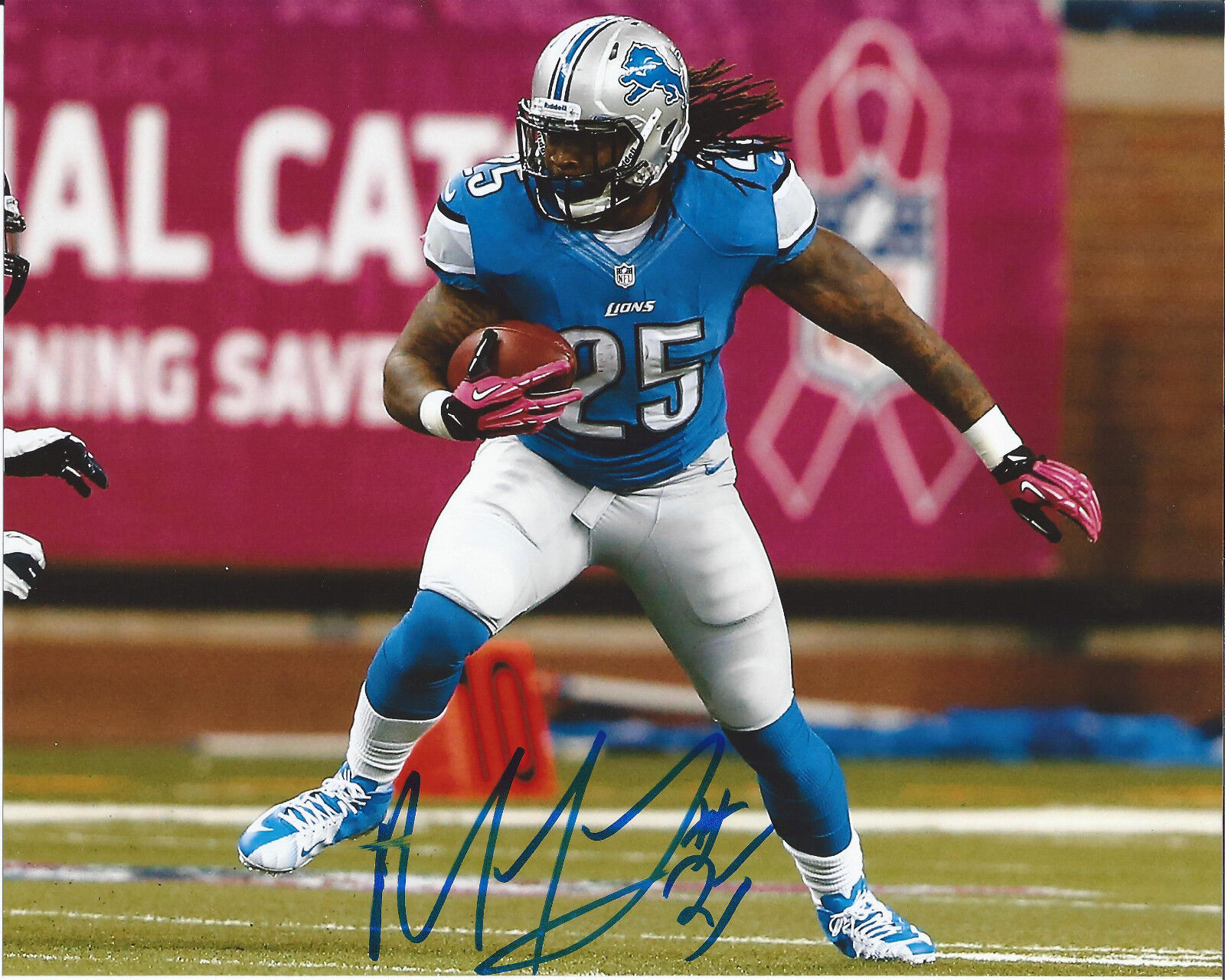 DETROIT LIONS RUNNING BACK MIKEL LESHOURE SIGNED 8X10 Photo Poster painting W/COA ILLINOIS A