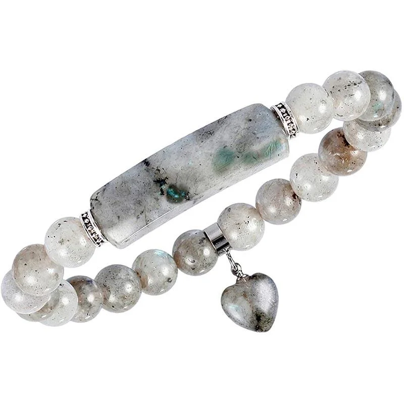 Natural Quartz Love Heart Healing Beads Bracelet