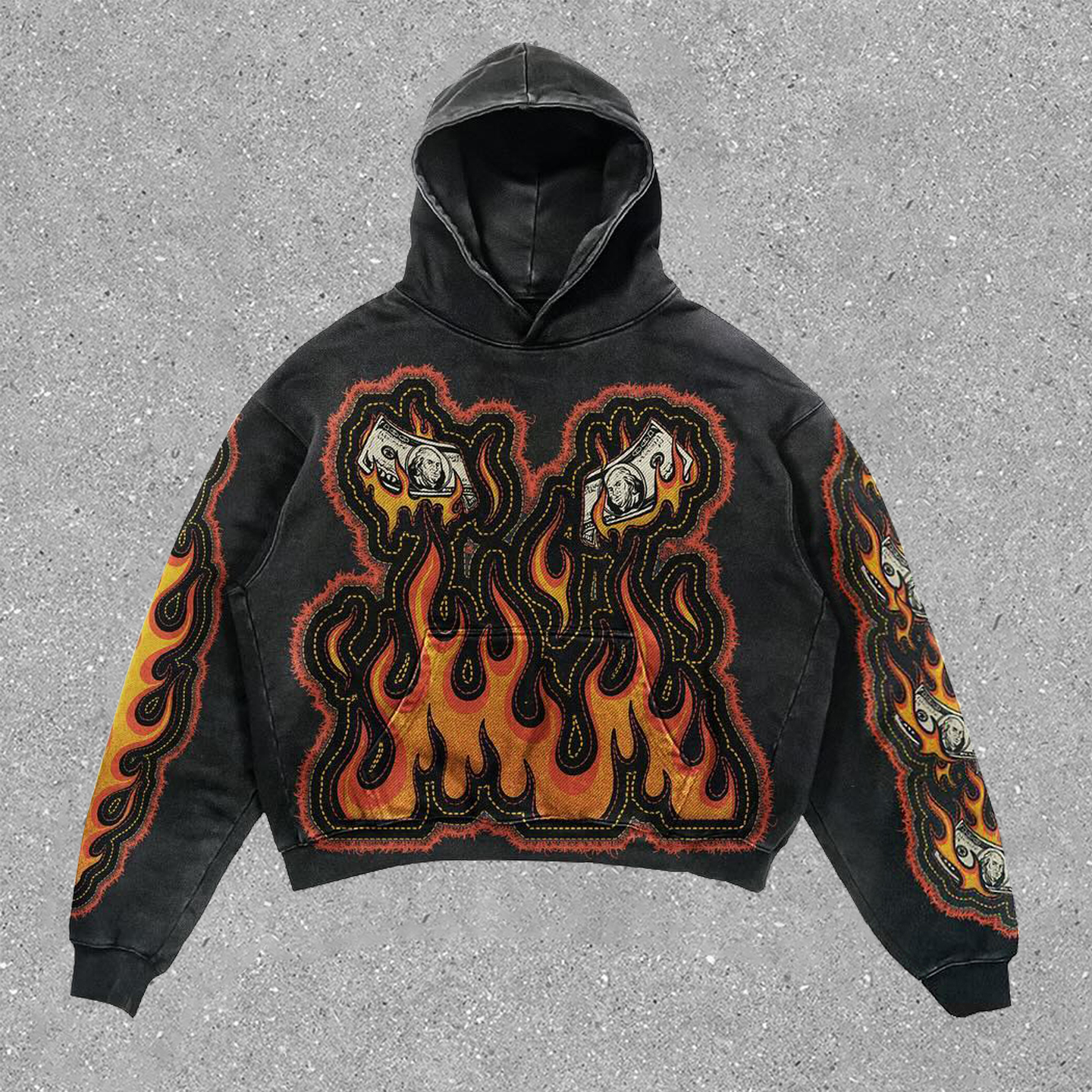 retro flame hoodie