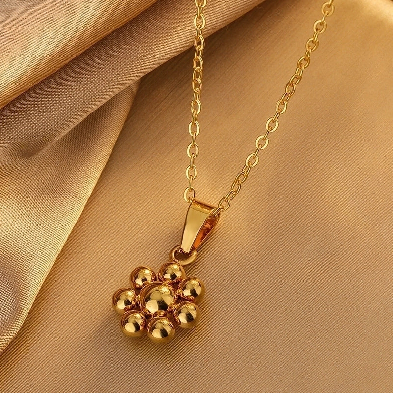 Minimalist Classic Style Streetwear Flower Petal 304 Stainless Steel 18K Gold Plated Flowers Earrings Necklace Jewelry Set