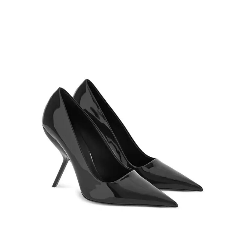 VCSHOES Simple Patent Leather Women Female Party Shoes Dress Pumps Lady Thin High Heels Pointed Toe Heeled Size 44