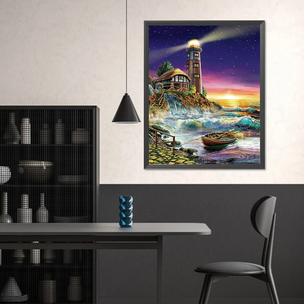 Diamond Painting - Full Square Drill - Seaside Lighthouse Landscape(Canvas|40*50cm)