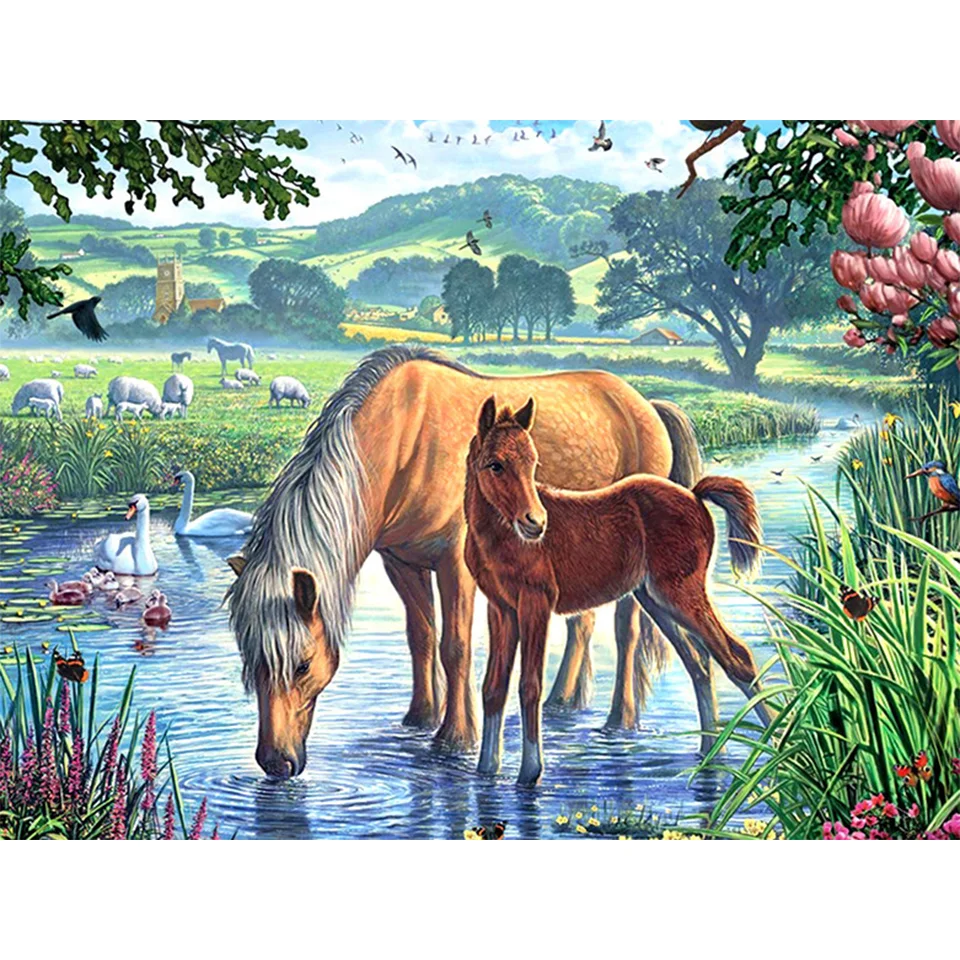 Diamond Painting - Full Round/Square Drill - Horse(30*40 - 50*60cm)