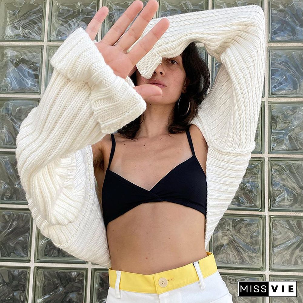 Knitted Cardigans Women Long Sleeve Crop Top Autumn Fashion Casual Sweater Sexy Streetwear Outerwear Female Sweater