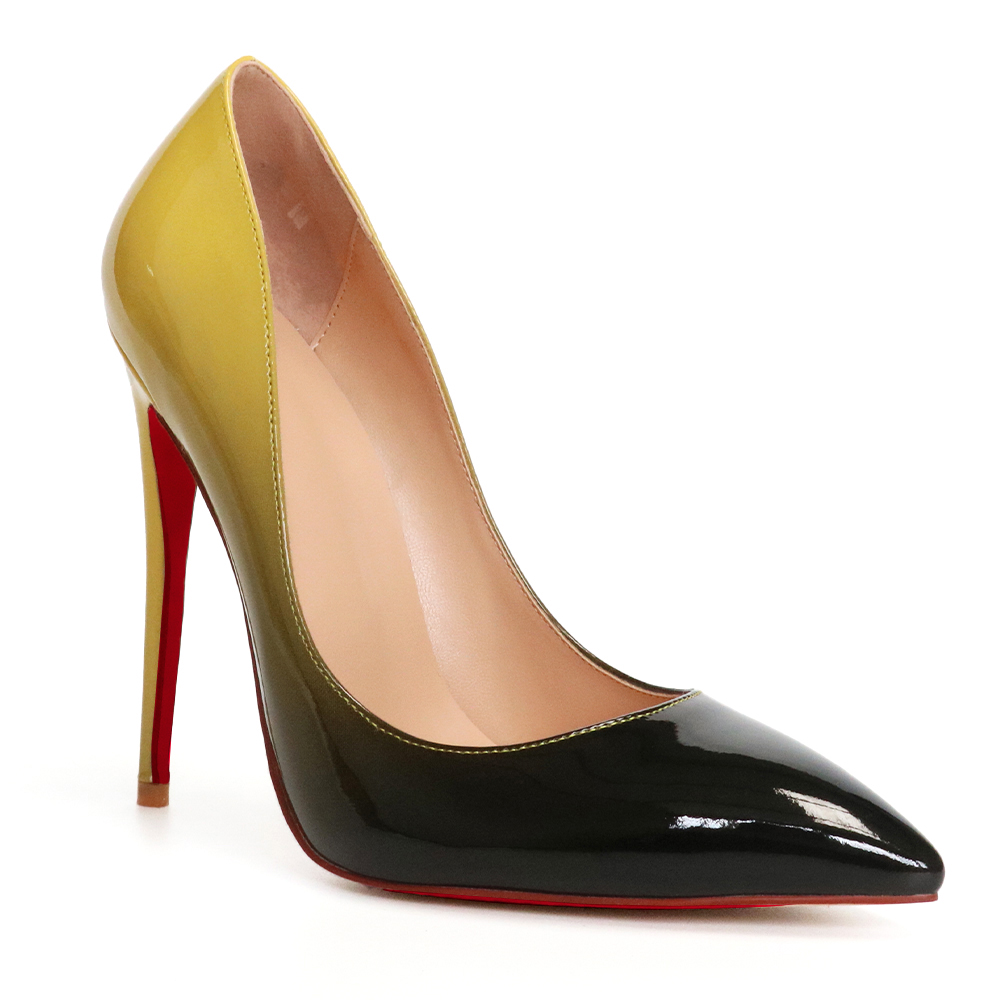 120mm Women's Wedding Partre Red Bottom Gradient High Heels Fashion Pumps Patent Shoes-MERUMOTE