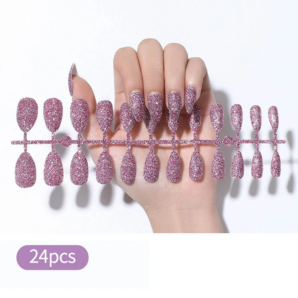 Free shipping fake nails Nail Art Decorations 24pcs Fake Nails Solid Color Frosted Matte Full Cover новогодние накладные ногти-Nail Inspo