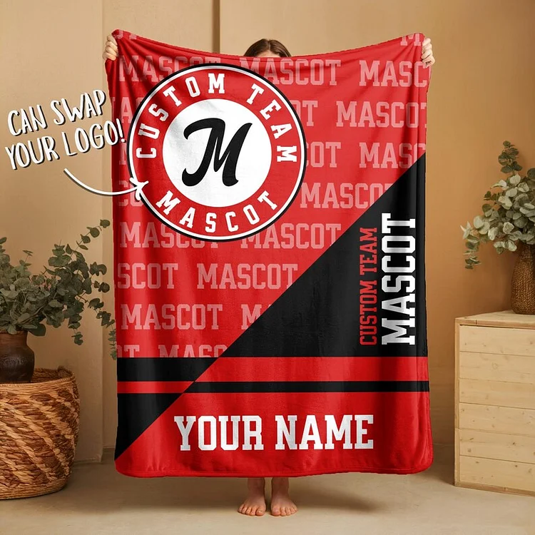 Custom Team Blanket, School Sport Team Logo Personalized Blanket With Name, College Dorm Fleece, Personal Team Gift, Senior Graduation Gift