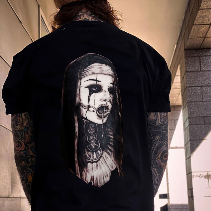 Horrific Nun Bad Religion Black Print T-shirt
