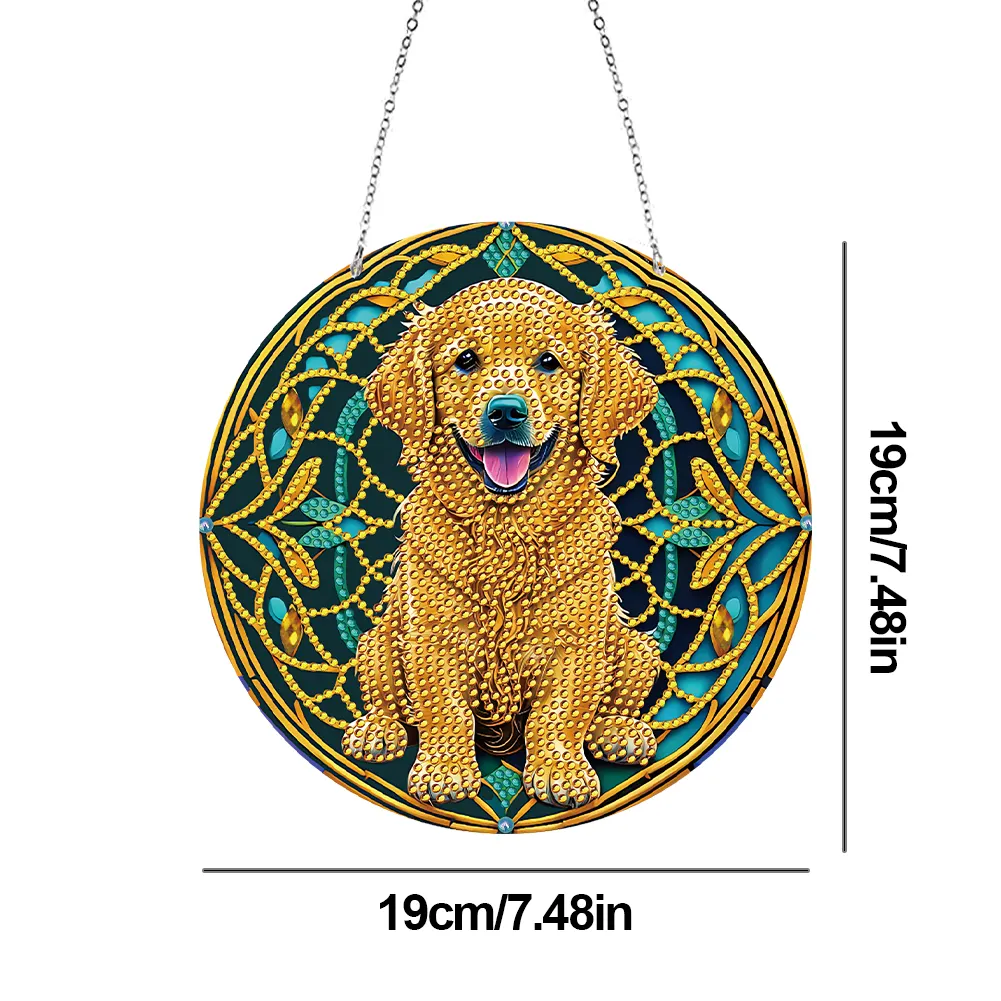 DIY Dog Crystal Diamond Pendant Single-sided 5D Round for Home Garden