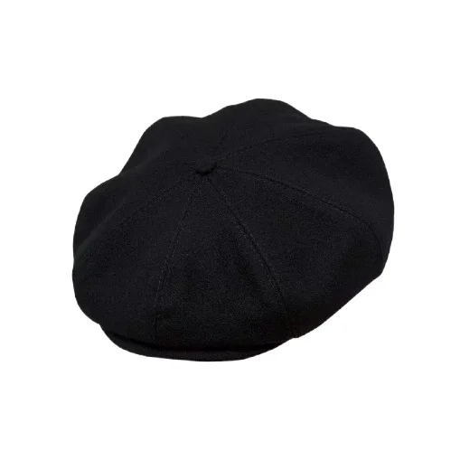 PEAKY CAPS Genuine Scottish Harris Tweed 8 Panels Man Cap Black