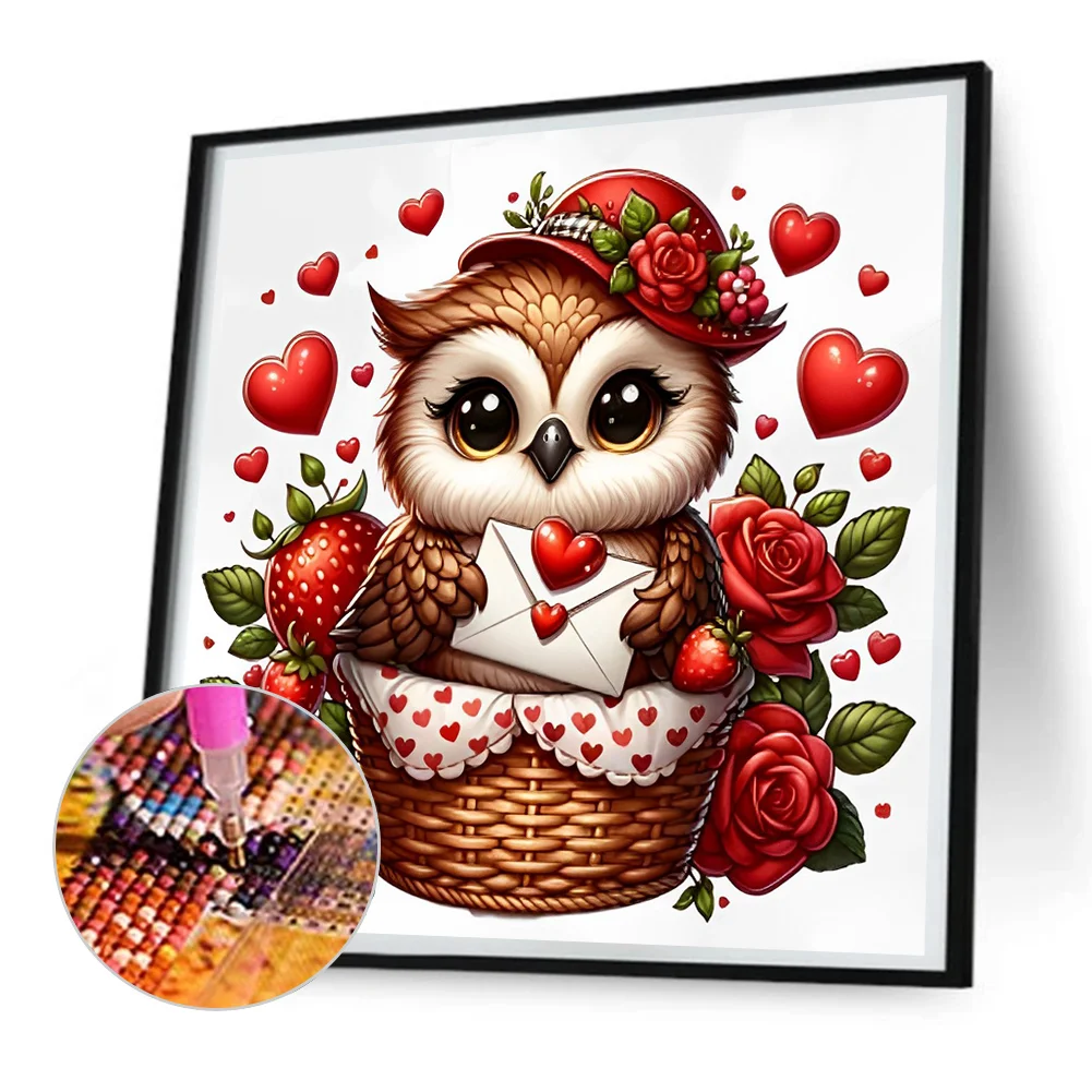 Diamond Painting - Full Round Drill - Love Owl(Canvas|30*30cm)