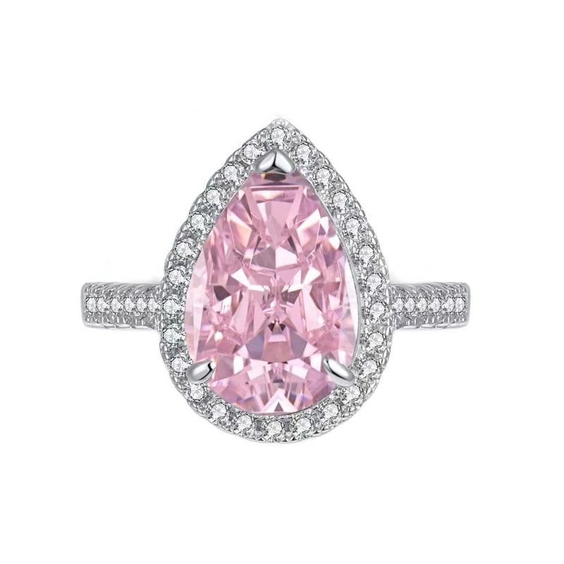 White Gold Plated 925 Sterling Silver High Carbon Diamond Geometric Rings