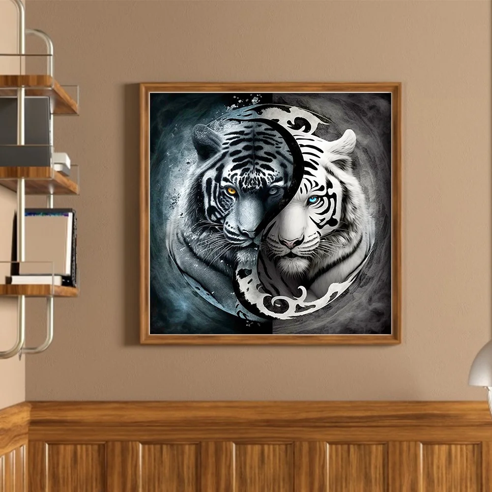 11CT Full Stamped Cross Stitch - Yin Yang Tiger(Canvas|45*45CM)