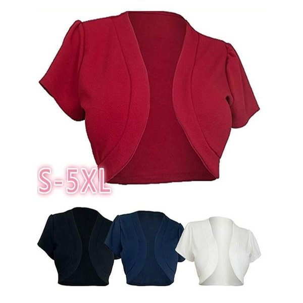 Women S-5XL Cadigan Short Sleeve Capelet Crop Tops Bolero Coat Dress Cover-Up Plus Size - Life is Beautiful for You - SheChoic