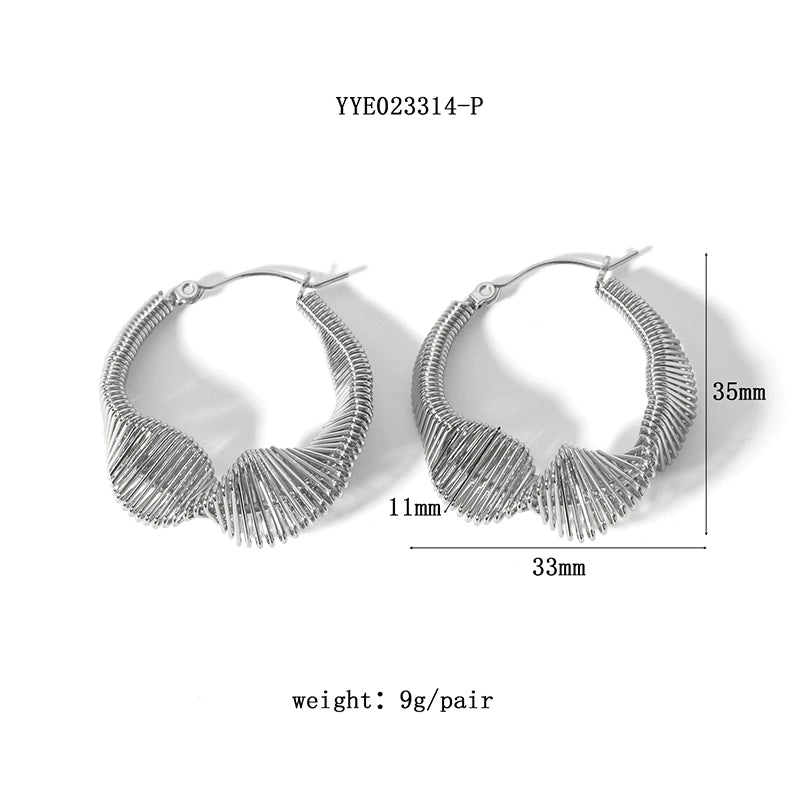 1 Pair French Style U Shape Plating Hollow Out 201 Stainless Steel 18K Gold Plated Earrings