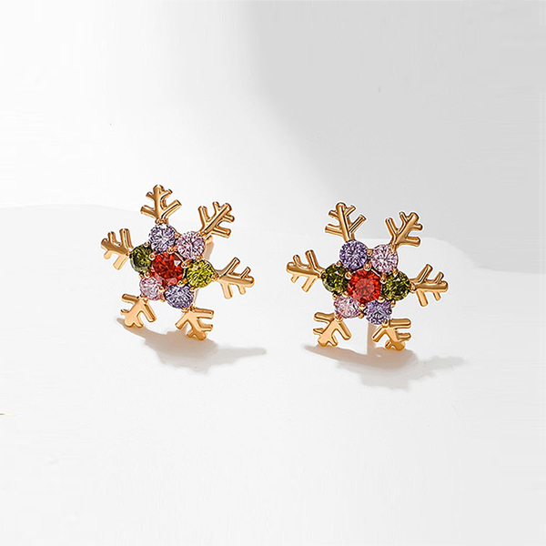Christmas Multicolor Snowflake Diamond Earrings