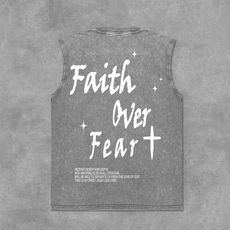 Faith Over Fear Bible Graphic Print Acid Washed Sleeveless Tank Top SOPULA