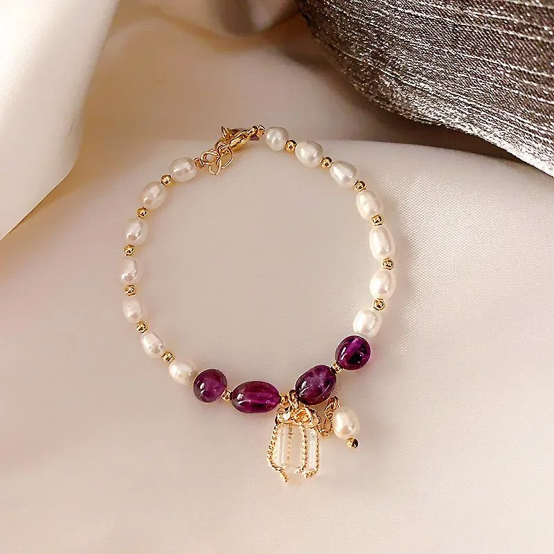 Wine crystal and pearl bracelets #2014