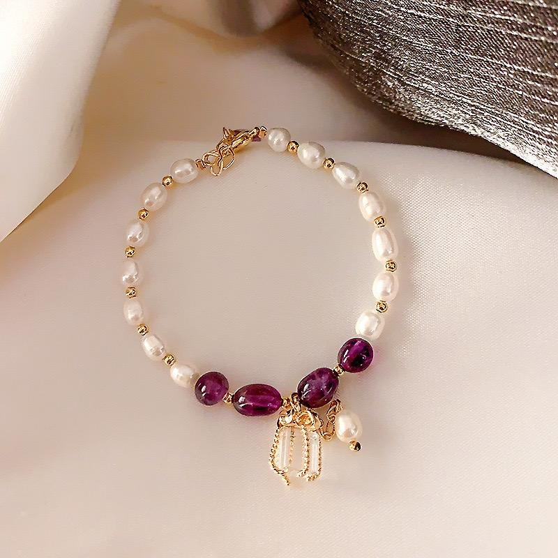 Wine crystal and pearl bracelets #2014