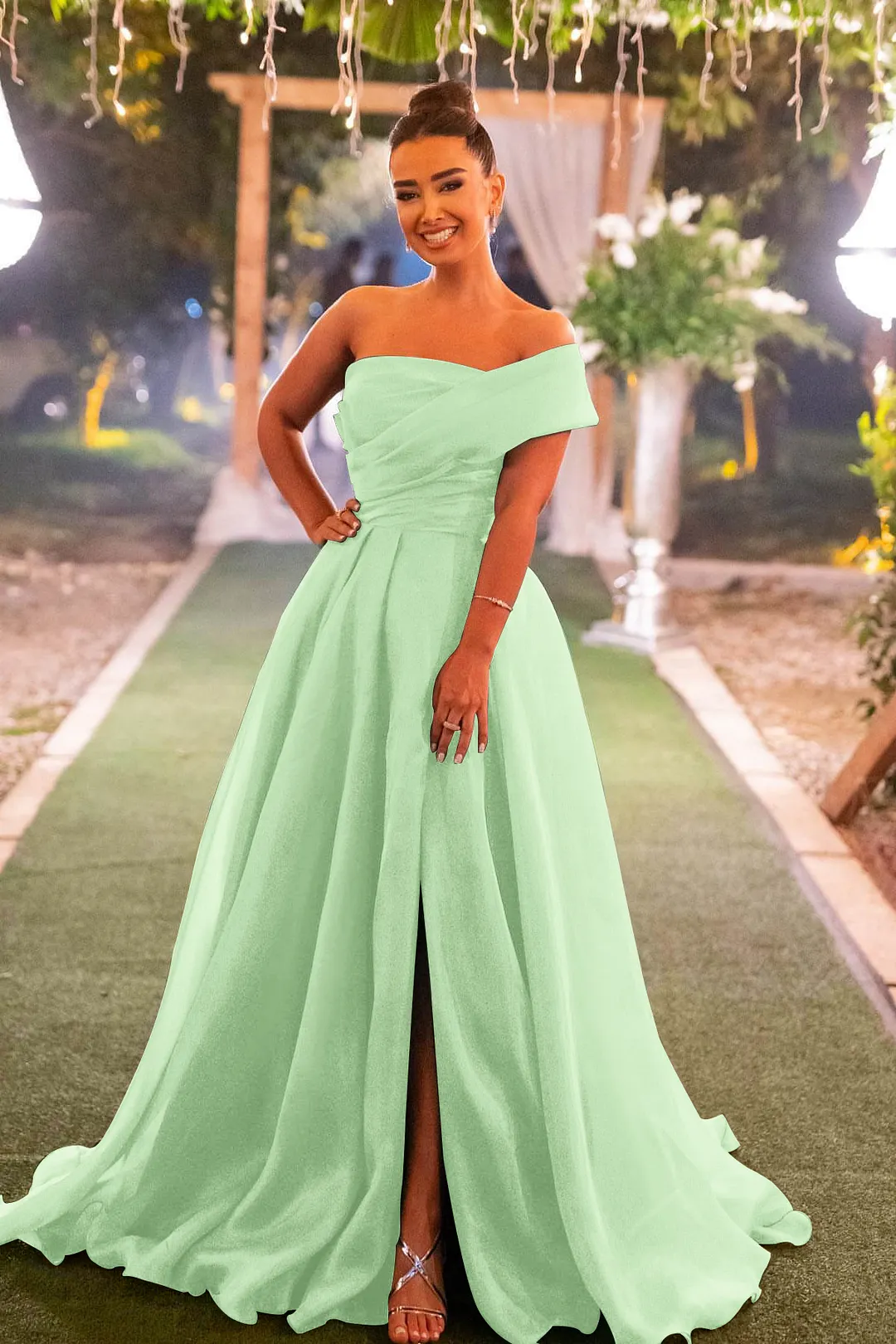 Stunning Dark Green Mermaid Evening Dress with Long Sleeves and Sequins Splits main image 1