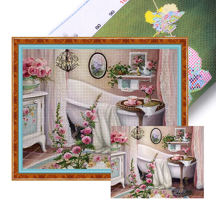 Bathroom (50*40cm) 11CT Stamped Cross Stitch gbfke