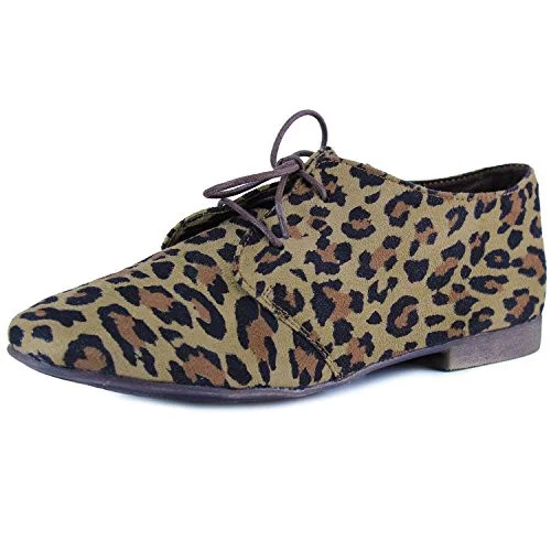 Women's Oxfords Leopard Print Flats Comfortable Shoes |FSJ Shoes