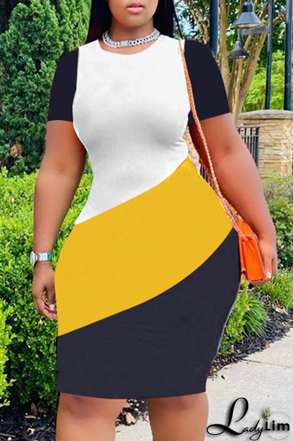 Red Fashion Striped Patchwork O Neck Plus Size Dresses