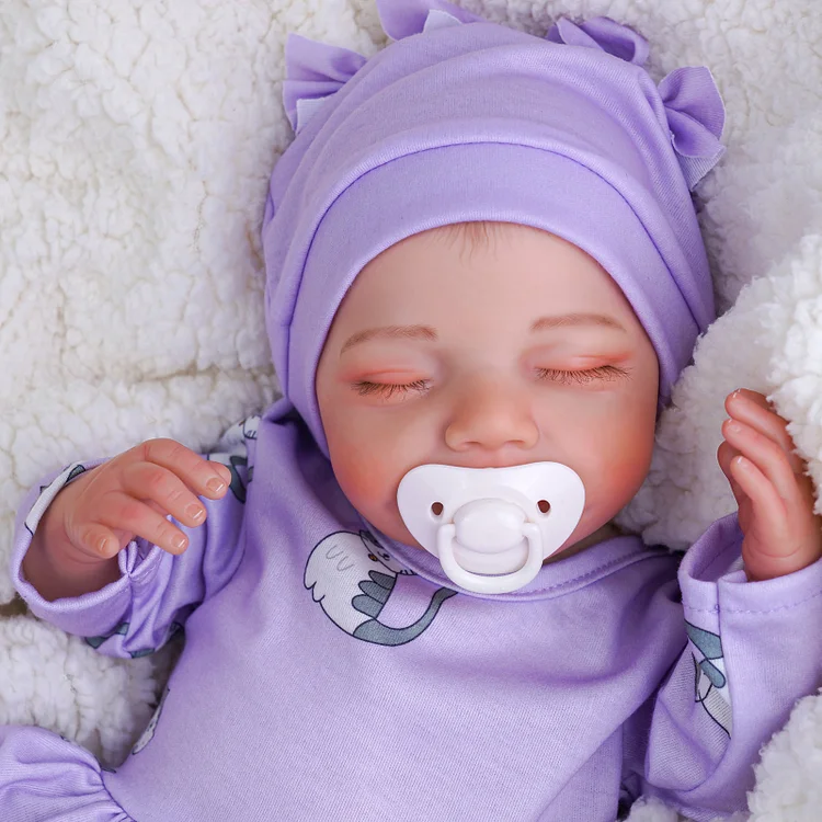 Babeside Olivia 20'' Realistic Reborn Baby Doll Sleeping  Girl  Purple Dress With Cat Pattern