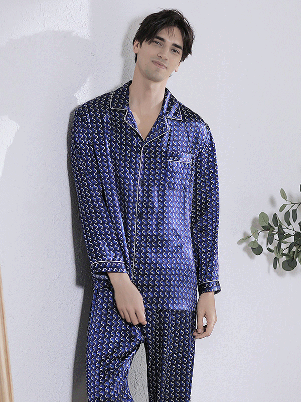 22MOMME  Pyjamas court en soie col roulé pour homme-Chouchouhome