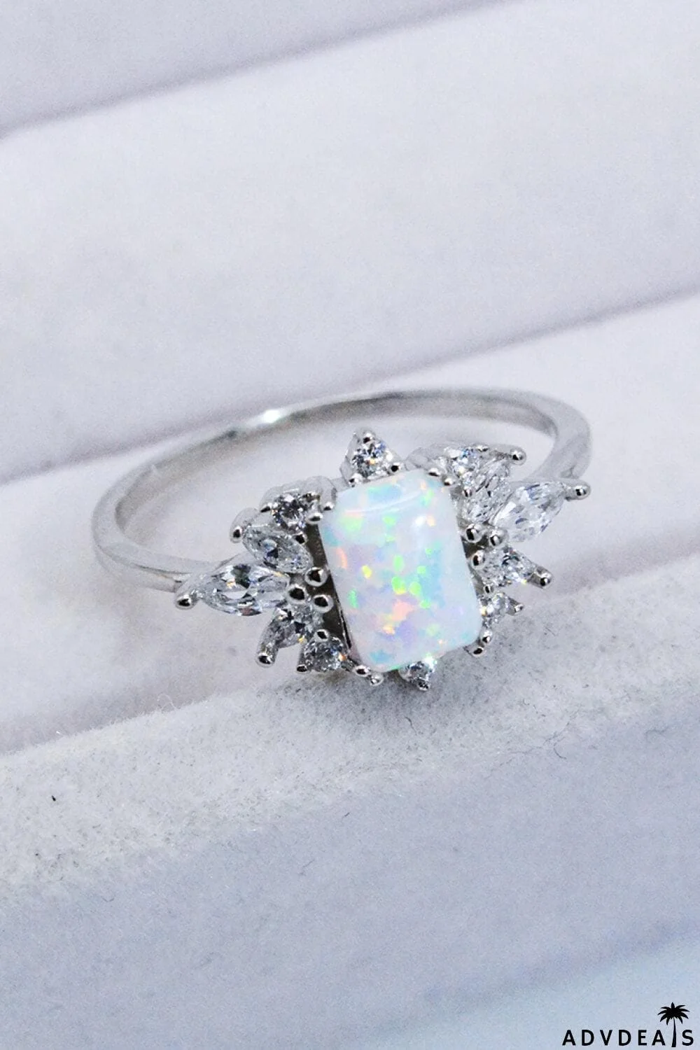 925 Sterling Silver Zircon and Opal Ring
