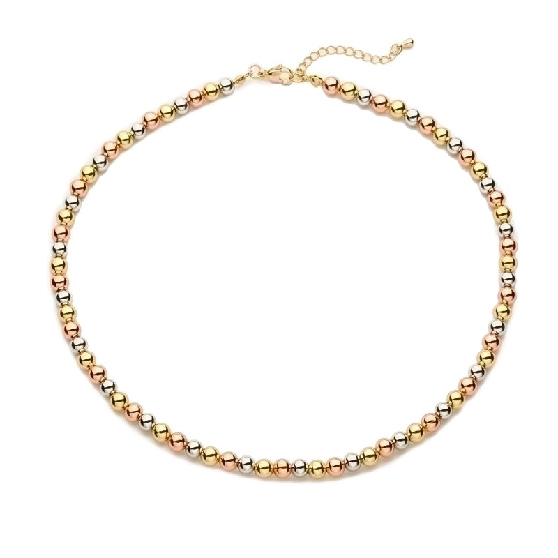 Artistic Round Copper Beaded Plating Gold Plated Bracelets Necklace