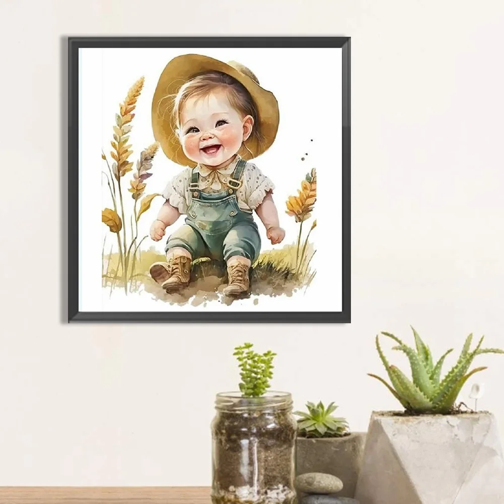 Diamond Painting - Full Round Drill - Farm Cowboy Kids(Canvas|30*30cm)