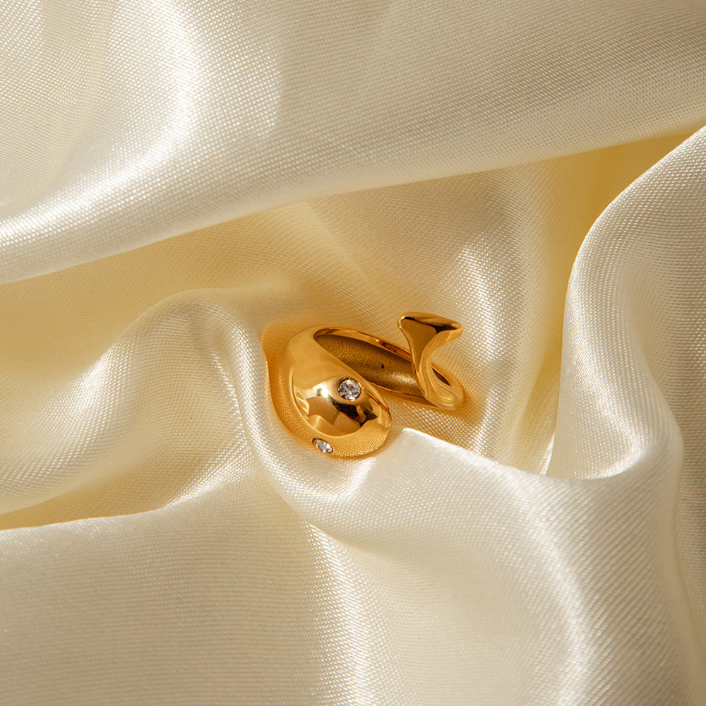 Women IG Style Geometric Stainless Steel 18K Gold Plated Rings