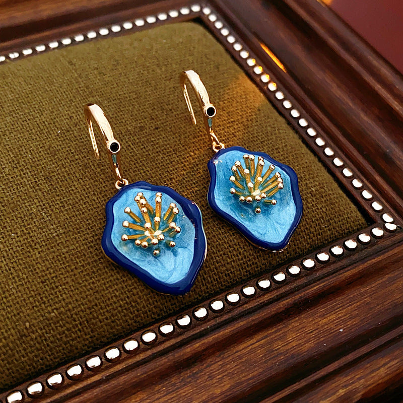 Luxurious Round Geometric Alloy Oil Dripping Earrings