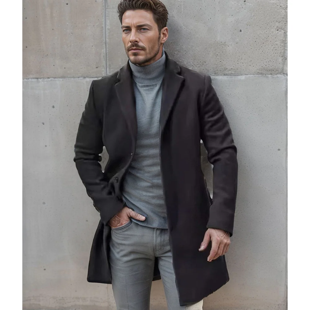 Nigikala Nigikala Men's Wool Coat British Wind Autumn And Winter Thicker, The Long Wind Coat In The Long-Colored Multi-Code Can Be Selected
