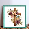 (Stamped/Counted) Wooden Flower Cross - 11CT Cross Stitch 40*40cm