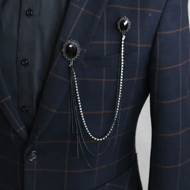New Fashion MEN'S Male Korean British Suit Accessories Chain Tassel Brooch Pins Headdress Female Jewelry Gift