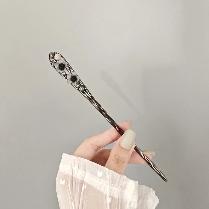 Women’s Chinoiserie Retro Flower Butterfly Fish Tail Alloy Tassel Inlay Pearl Hairpin