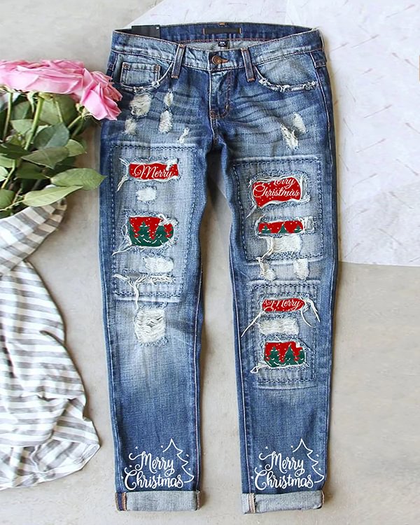 Women's Christmas Tree Print Loose Casual Pants