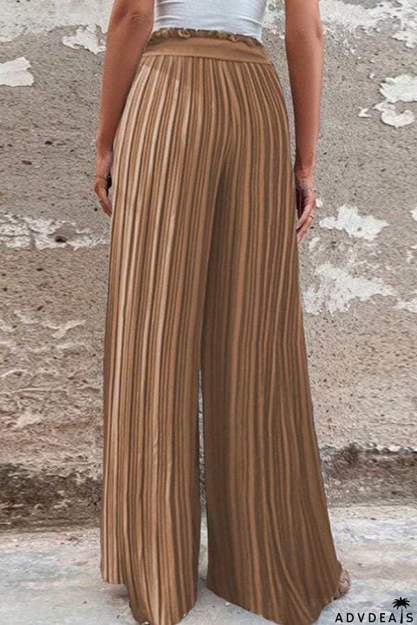 Pleated drape wide-leg pants
