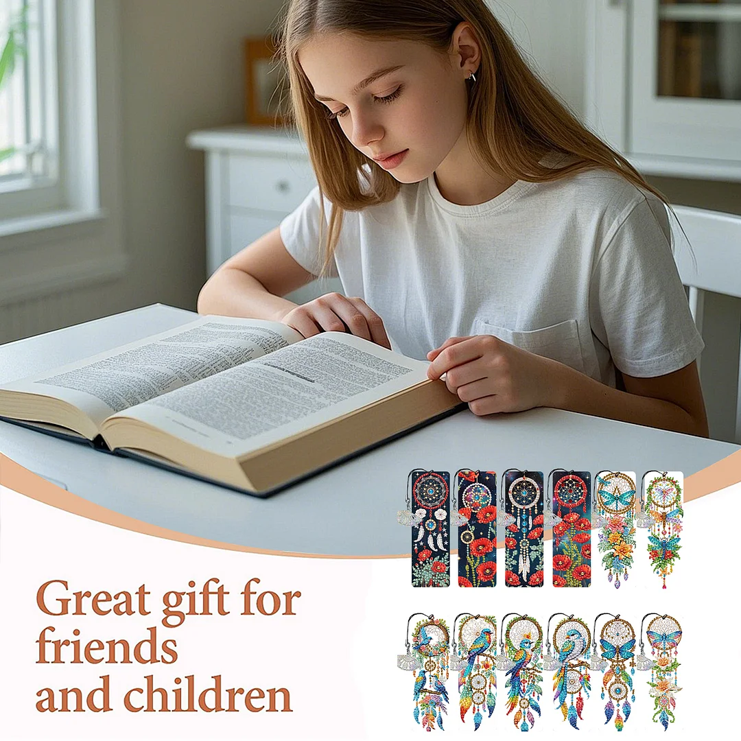 12Pcs Dreamcatcher DIY Diamond Painting Bookmarks Readers Home Office Book Decor