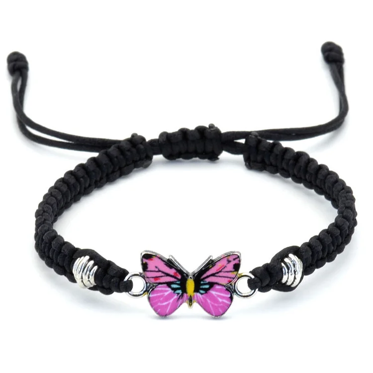 Fulaigao Sweet Shining Butterfly Bracelet for Women Bohemian Braided Bracelet Bangle New Style Couple Classic Butterfly Hand Jewelry Gift