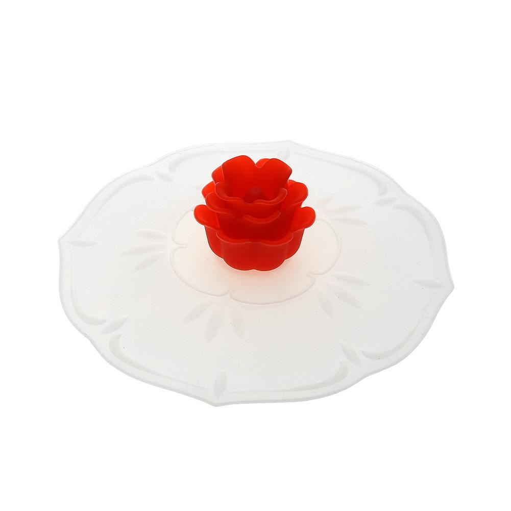 

Silicone Rose Dustproof Cup Lid Leak Proof Airtight Seal Covers, Red, 501 Original