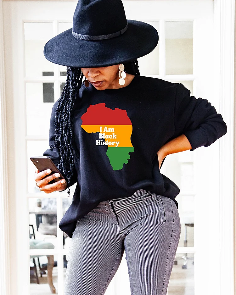 I Am Black History Long Sleeve Crewneck Sweatshirt