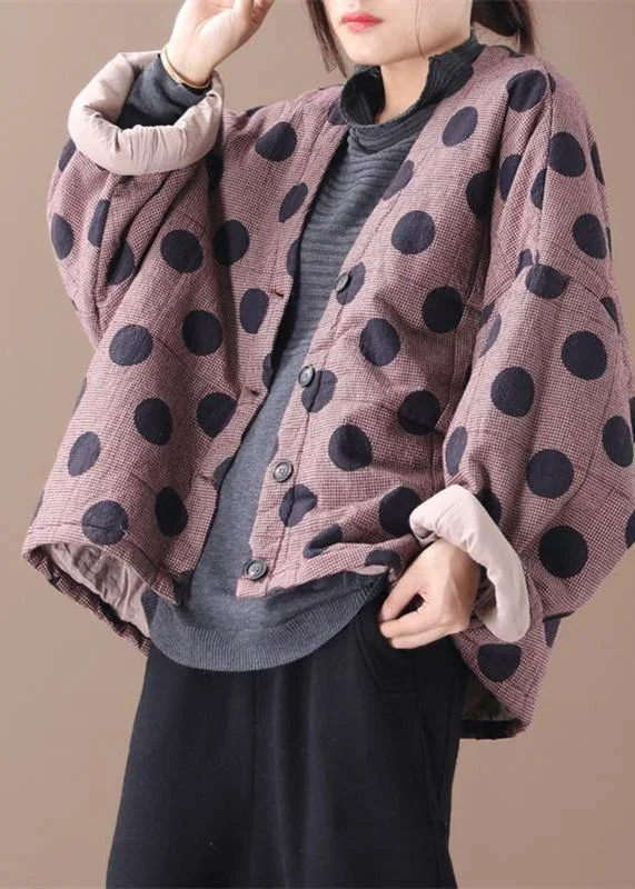 Luxury casual jackets red plaid dotted v neck Button Down women coats