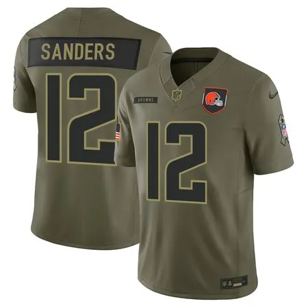 Youth Cleveland Browns #2 Shedeur Sanders Olive 2025 Salute to Service Retired Limited Jersey