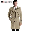 S-6XL 2Pcs/Set Men Trench coat with Vest Coats Casual Solid Double Breasted Slim Fit Over windbreak 18447-5