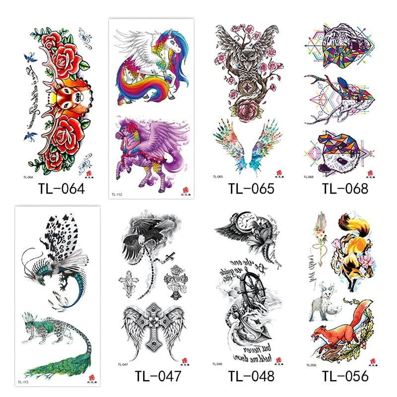 Flower arm waterproof tattoo stickers half arm painted animal durable waterproof European and American temporary tattoo stickers