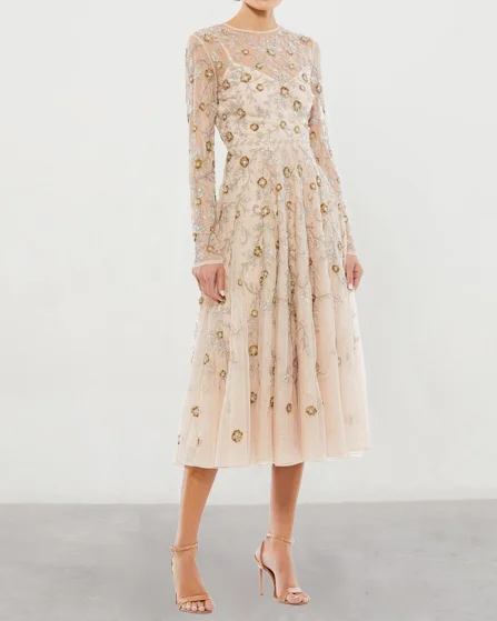 Beaded A-Line Cocktail Dress