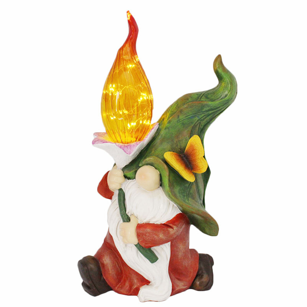 

Solar Power Dwarf Statue Resin Elf Sculpture ation-Landscape Ligjht, 501 Original